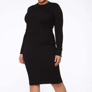 Fashion Nova Black High Neck Midi Sweater Dress 1XL